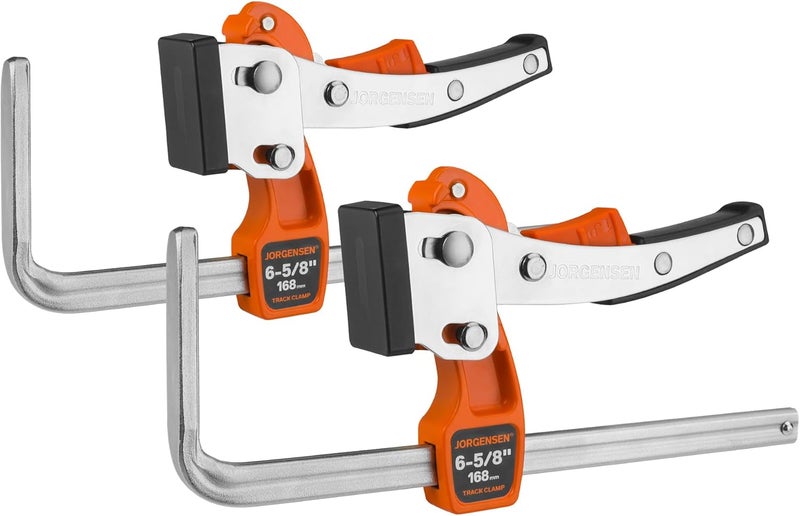 Jorgensen 6-5/8" Ratcheting Table Clamps, Quick Release Track Saw Clamps, Guide Rail Clamp for MFT Table and Guide Rail System, 2-7/8" Throat Depth, 400lbs Load Limit, 2 Pack - Image 1
